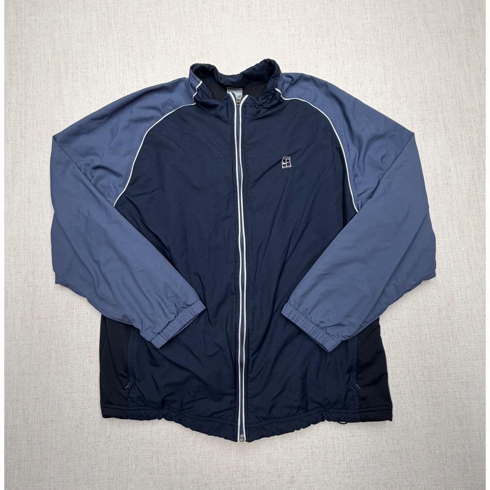 VTG Nike Court Vintage Track Jacket Men XL Navy Blue Full Zip Windbreaker Tennis